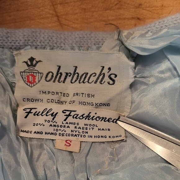 Vintage Ohrbachs Lambs Wool Angora Knit Open Front Cardigan Sweater - Picture 7 of 11